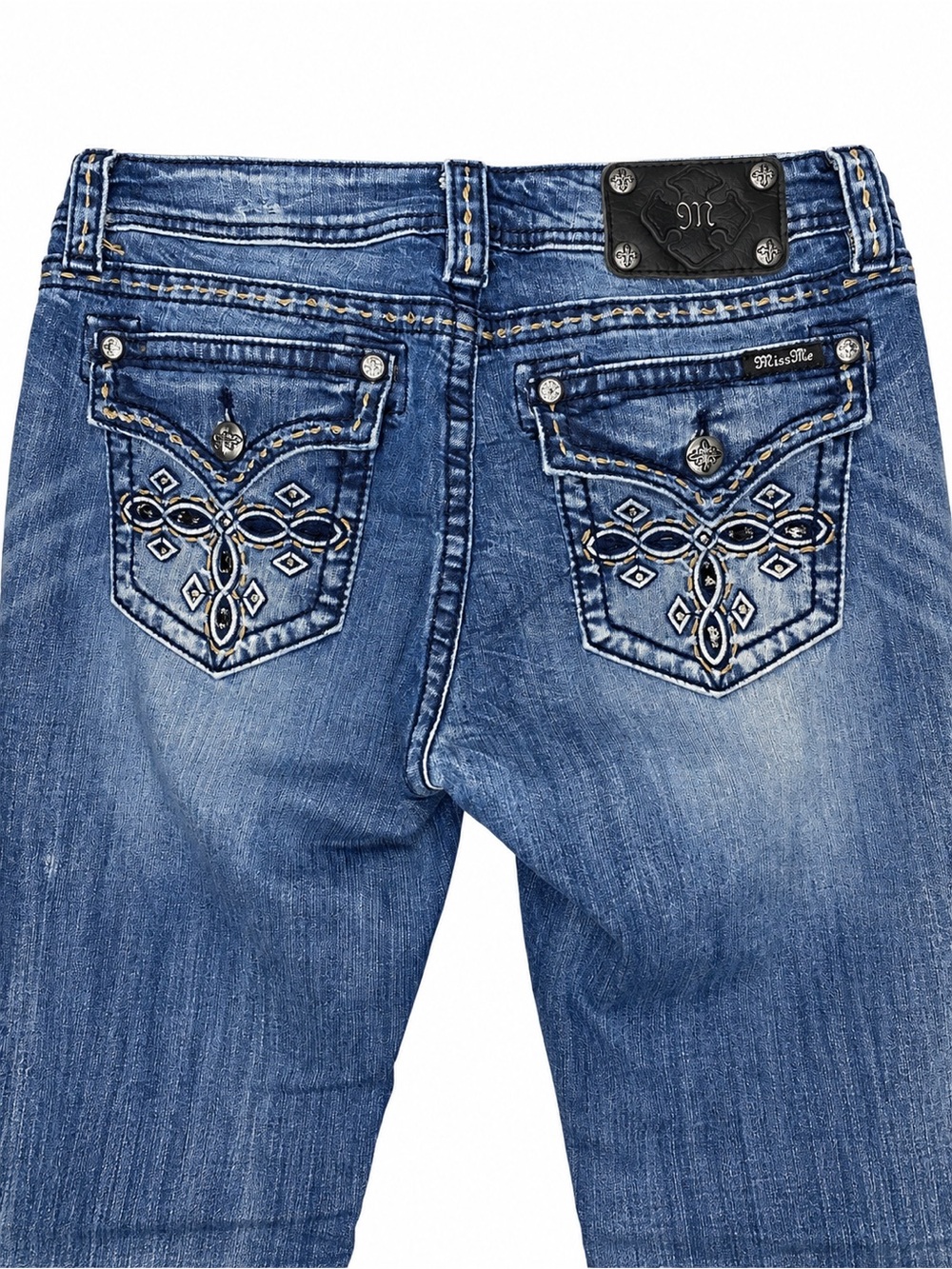 Miss Me Designer Denim-Bootcut/Flare Jeans Brown/Tan Embellished Back Pockets